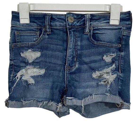 American Eagle Distressed High Waisted Jean Shorts - Picture 1 of 3